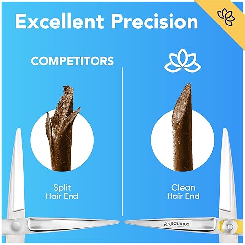 Miniatura 4 de Equinox - Tijeras profesionales para cortar el pelo con borde de afeitar 65 pulgadas insertos de dedo y tornillo de tensión de ajuste bordes de