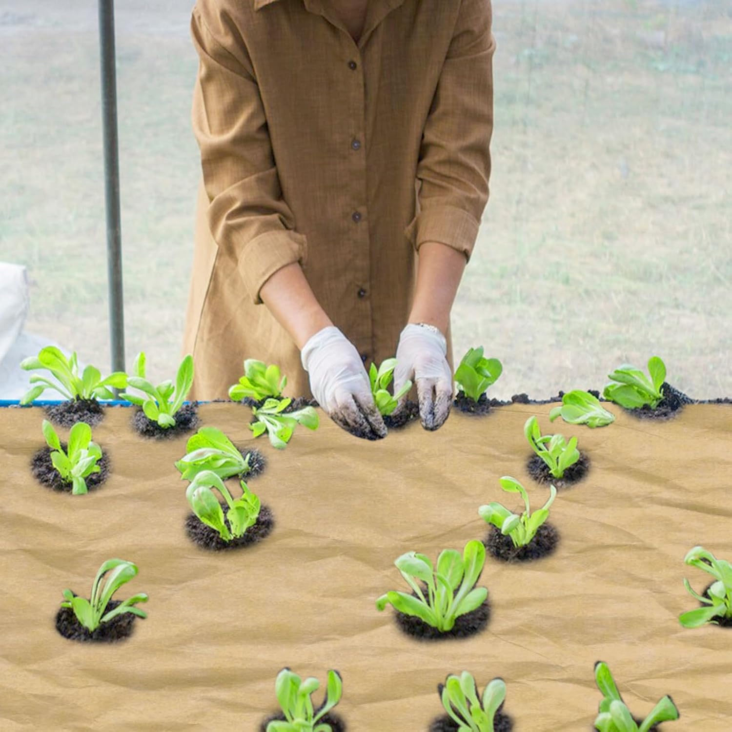 2 x 100 Feet Biodegradable Paper Weed Barrier, Biodegradable Landscape Fabric Garden Bed Grass Control Barrier Weed Blocker Paper for Garden Outdoor Lawn (2 x 100 ft)