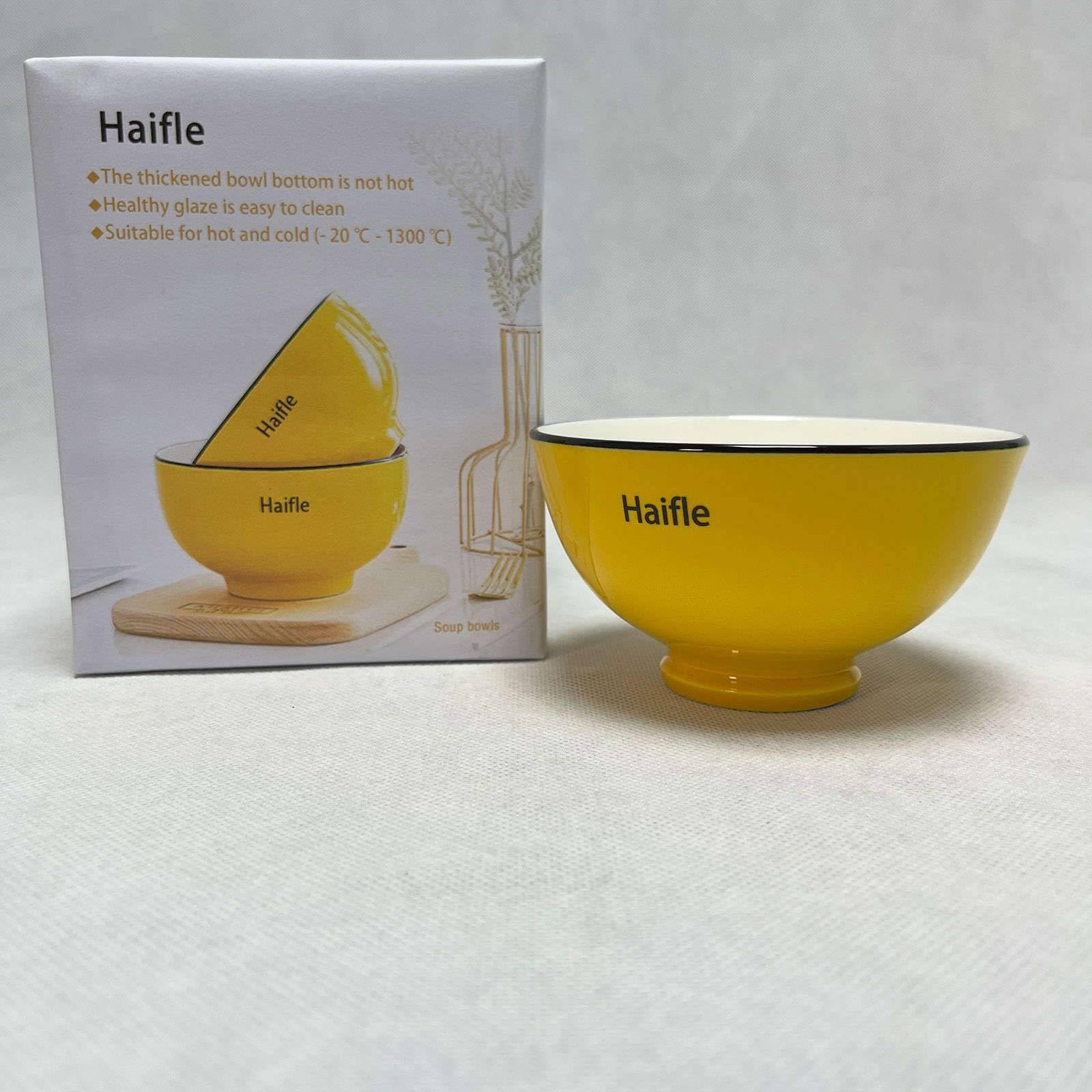Juego De 4 Cuencos De Cerámica Grandes: 400 Ml, Aptos Para Microondas Y Lavavajillas, Color Amarillo