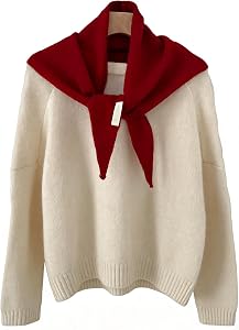 Wool Knitted Triangular Scarf for Women,Cashmere Shawl Y2k Head Scarf, Lightweight Soft Warm Neck Warmer for Women