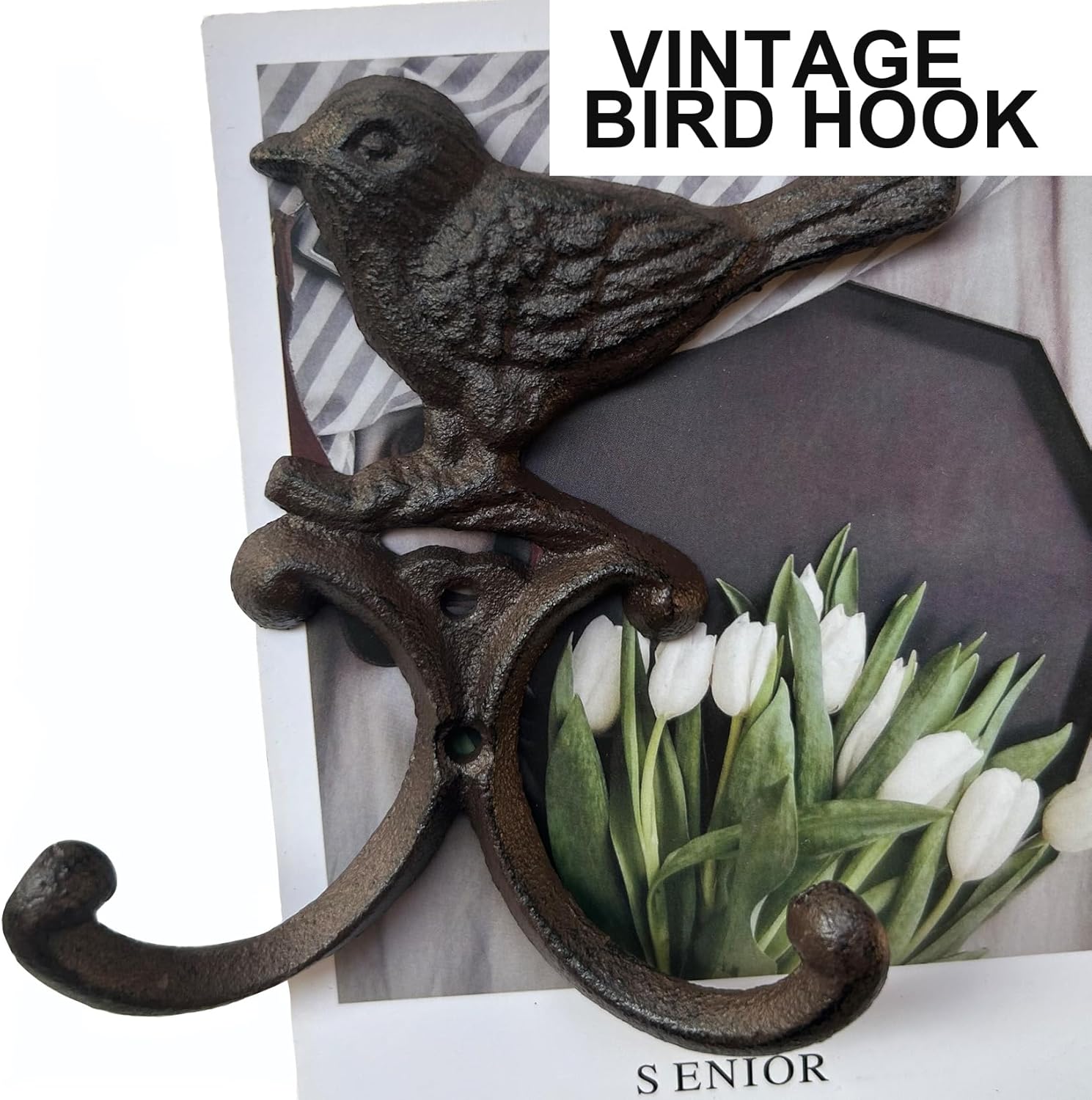 Antique Vintage Animal Cast Iron Bird Wall Hanger Hooks Rack, Decorative Indoor Outdoor Home Garden Country Farmhouse Garage Rustic Wall Mounted Hooks for Hanging Coats Keys Tools Holder - Image 3