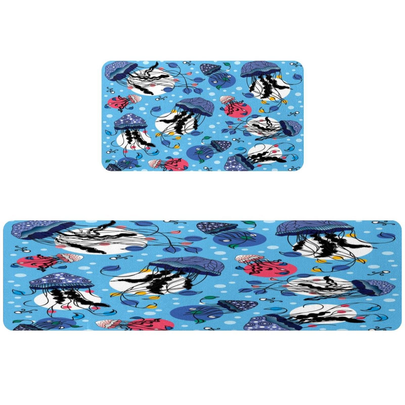 Tapis de cuisine antidérapants lot de 2 lavables motif méduses