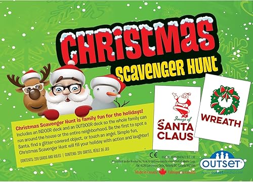 Miniatura 4 de Outset Media Juego de búsqueda del tesoro de Navidad: incluye 220 cartas con objetos temáticos navideños que se encuentran tanto dentro como fuera