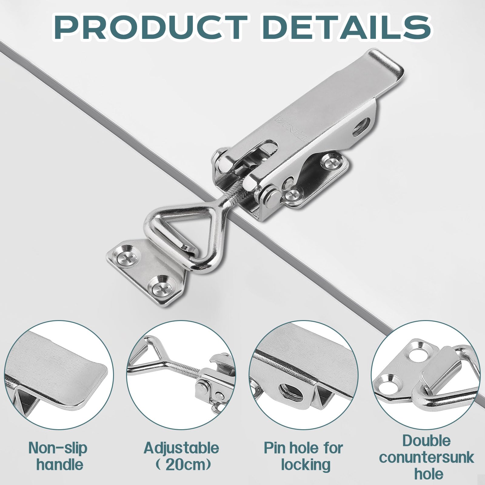 EXLECO 2 x Stainless Steel Tensioner Lock Max.50 x 174mm, Load Capacity 17 KN Toggle Lever Tensioner, Adjustable 60 mm - Image 3