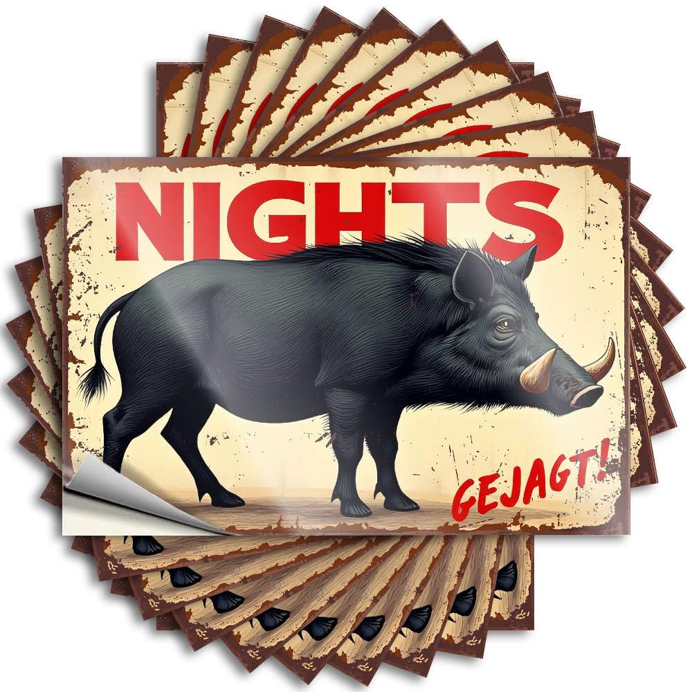 Nights of Wild Boar Hunting! Stickers Lake Life Decor Self Adhesive | Western Hard Vinyl Sticker Pack for Friends(6X9CM)