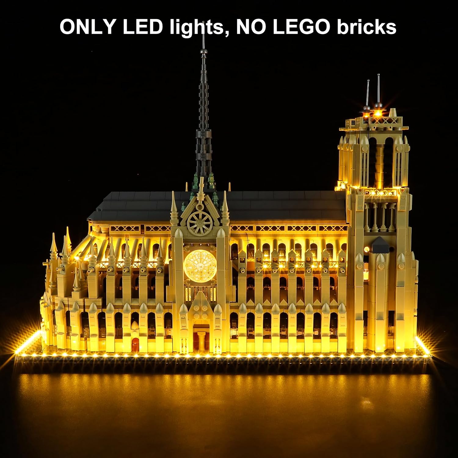 Vaodest LED Light for Lego Notre Dame Cathedral Architecture 21061 Building Blocks Model,Design and Configuration Compatible with Model 21061(Led Light Only, Not Building Block Kit)
