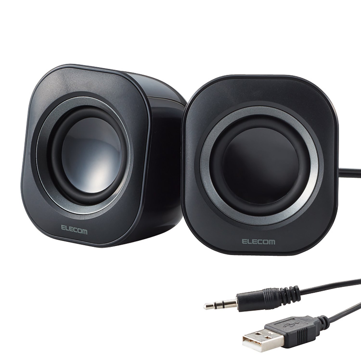 エレコム PC スピーカー 3.5㎜接続 コンパクト 軽量 簡単接続 【PC・スマホ・音楽プレイヤーなどに】 ブラック MS-P08UECBK