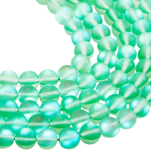 Miniatura 3 de rockcloud Cuentas sueltas redondas de cristal esmerilado verde de 0.315 in de 15 pulgadas para accesorios de hallazgos de fabricación de joyas