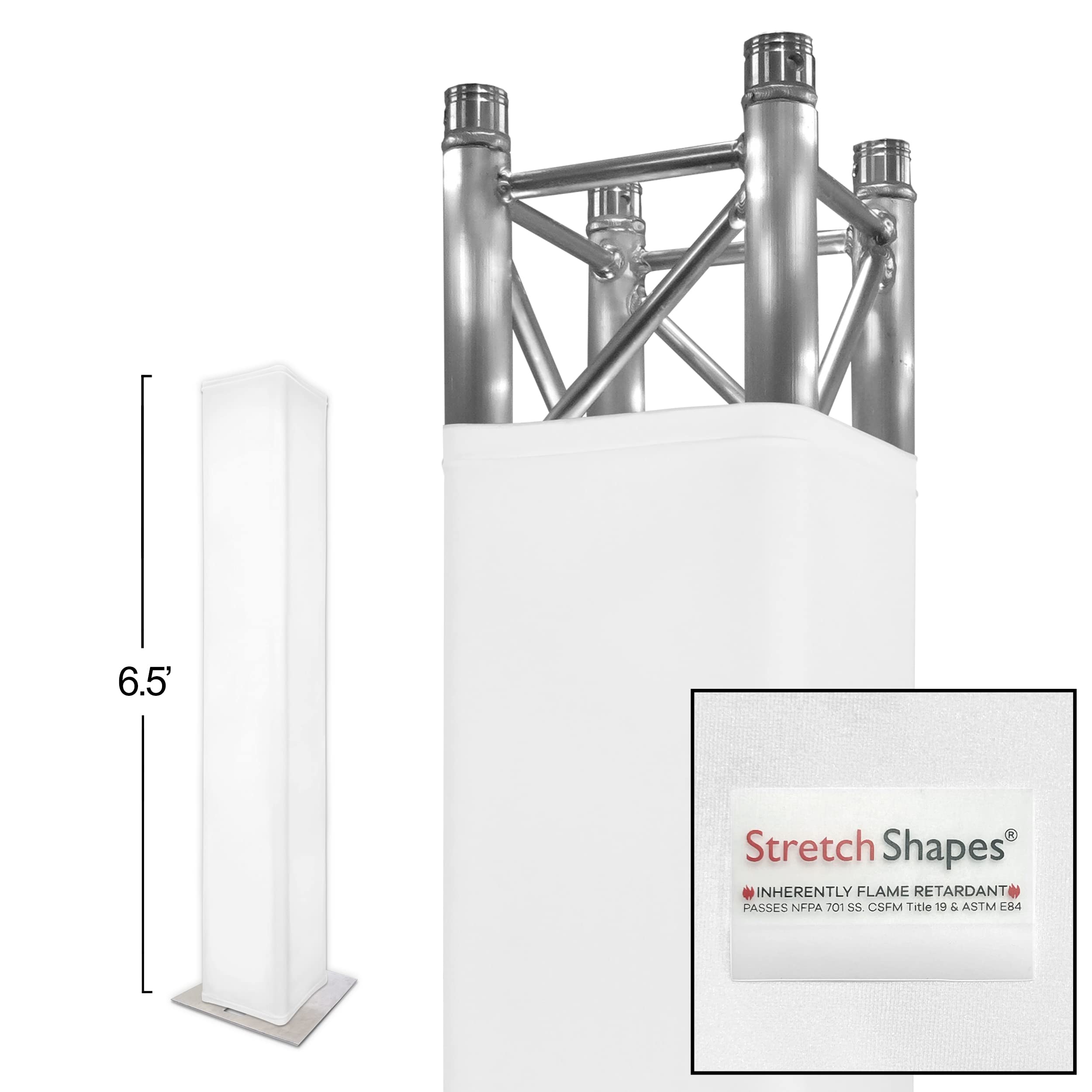 6.5 Ft. Truss Cover (Also Fits 2m) For 6.5' X 12" Box Truss - Premium White IFR Stretch Fabric