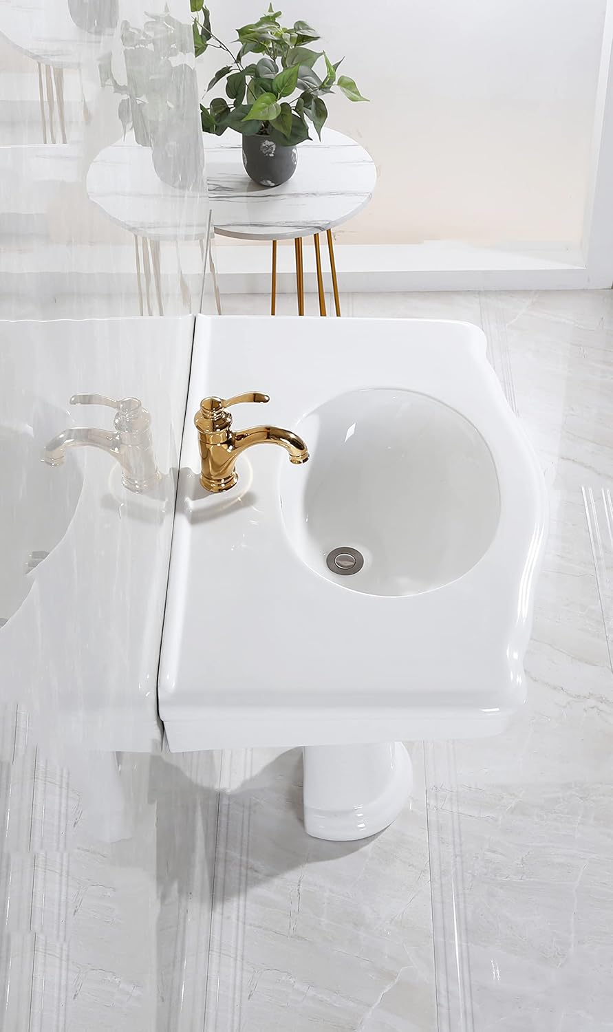 Fauceture VPB3510 Sovereign 35" Ceramic Pedestal Sink (Single Hole), Glossy White