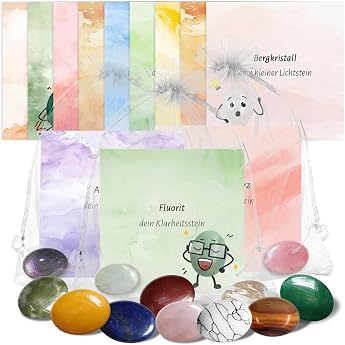 12 x Lucky Stones Set with Meaning and Card in Organza Bag Courage Stones Set Lucky Charm Stones Lucky Charm Lucky Stones Party Bag Lucky Stone Magic Lucky Stone Gift