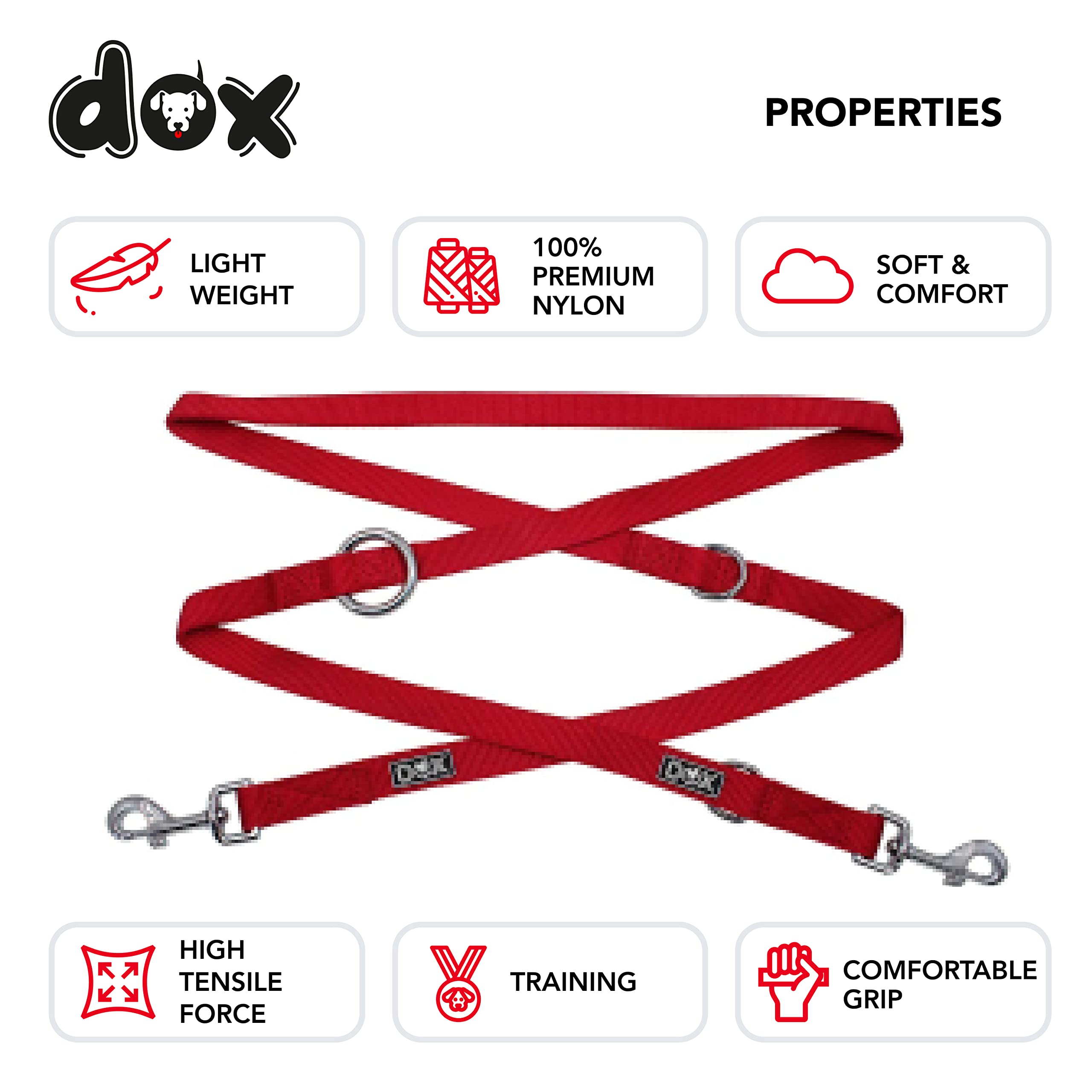 Guinzaglio Doppio Per Cani Regolabile - Nylon Resistente, Moschettoni Cromati - Foto 6