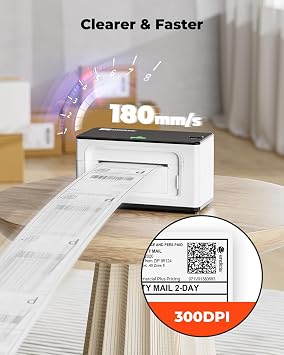 MUNBYN Bluetooth Thermal Label Printer 300DPI 4x6 for Shipping Packages Postage Address Home Small Business, Compatible with Etsy, Shopify, Royal Mail, FedEx, UPS, 941BP, White
