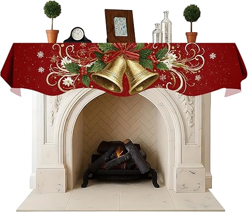 Miniatura 7 de NYZE Bufanda de mantel de Navidad de 70 x 17 pulgadas, para chimenea, bufanda, decoración para Navidad, chimenea, bufanda, estante, corredor,
