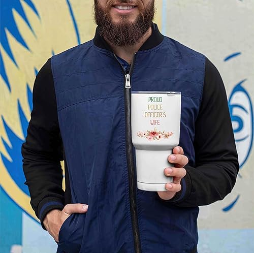 Miniatura 3 de Novelty Gift Retro Police Cop Gifts for Officer Grandma or Mom - Fire Department Wife Present on Fathers Day - Special Design 30 Oz White Stainless