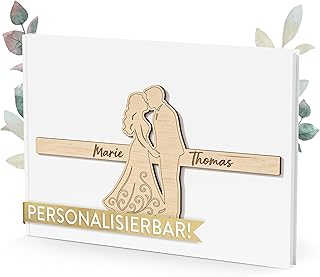 TWIVEE - Gästebuch - für Hochzeit, Geburtstag, Babyparty, Ferienwohnung etc. - 100 blanko Seiten weiß - Hochzeitsalbum - Hochzeitsbuch - Hochzeitsgästebuch - personalisiert - Brautpaar