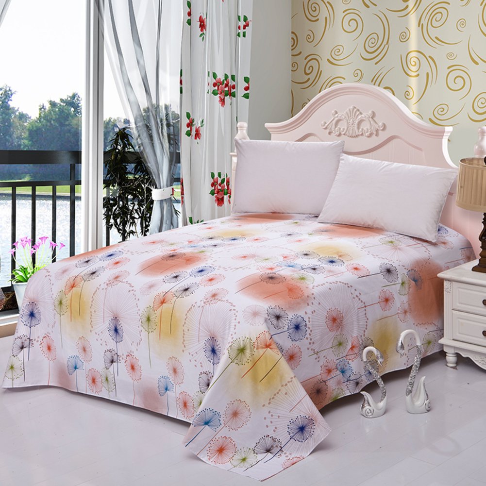Drap plat en coton imprimé dessin animé 230x230cm pour lit deux personnes