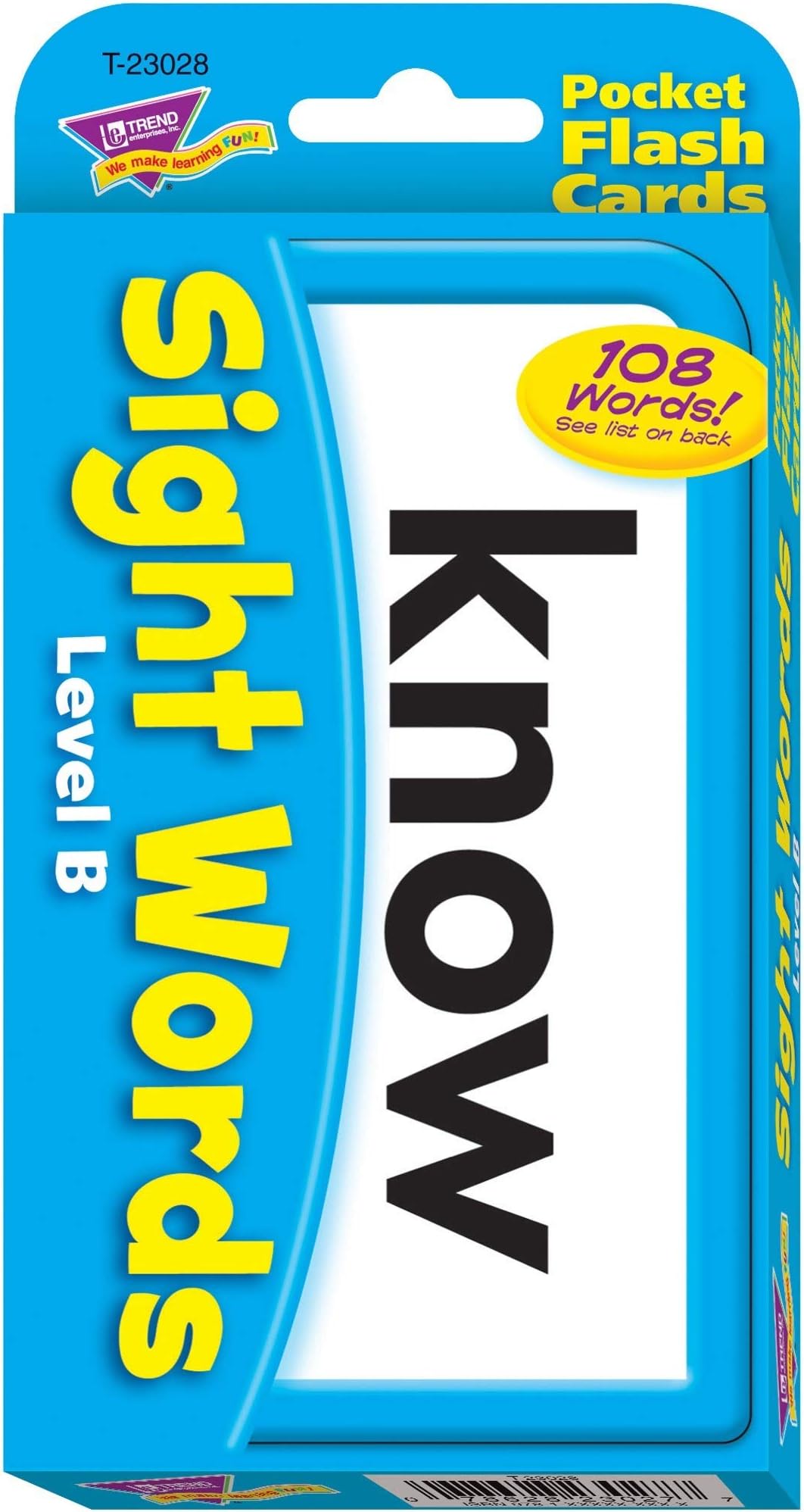 Sight Words Level B Pocket Flash Cards, Great for Skill Building and Test Prep, 56 Two-Sided Cards Included, 108 Commonly-Used Words, for Ages 5 and Up