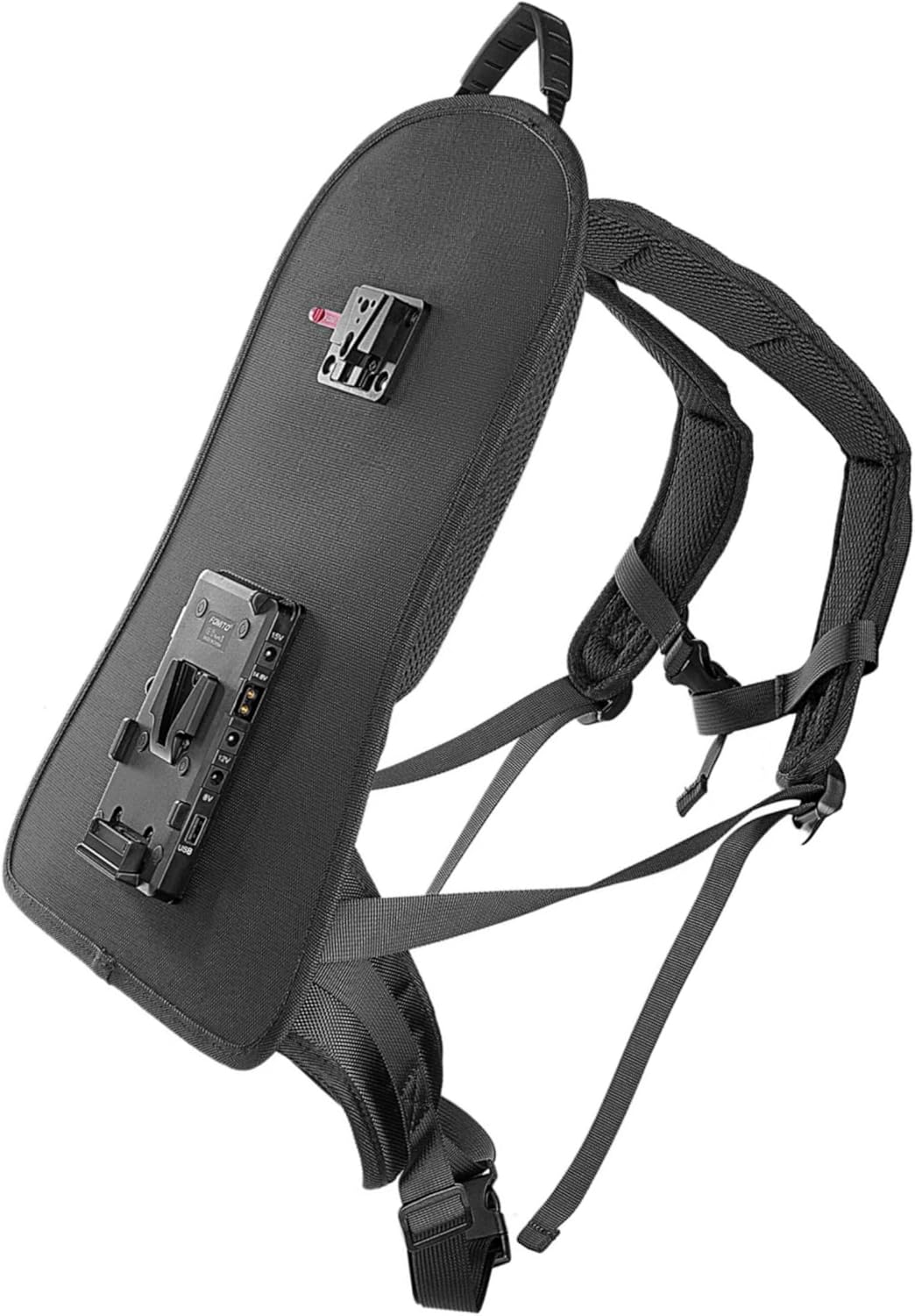 Camera Harness Vest Shoulder with V-Ports Plate Power System for V-Mount Battery Wireless Transmission Photography (Red)