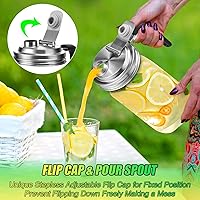 Vista 8 de Tapa de Pico Vertedor para Frasco Mason de Acero Inoxidable con Mango, Tapas de Pico Vertedor Abatible de Boca Ancha para Frascos Mason, Cubierta