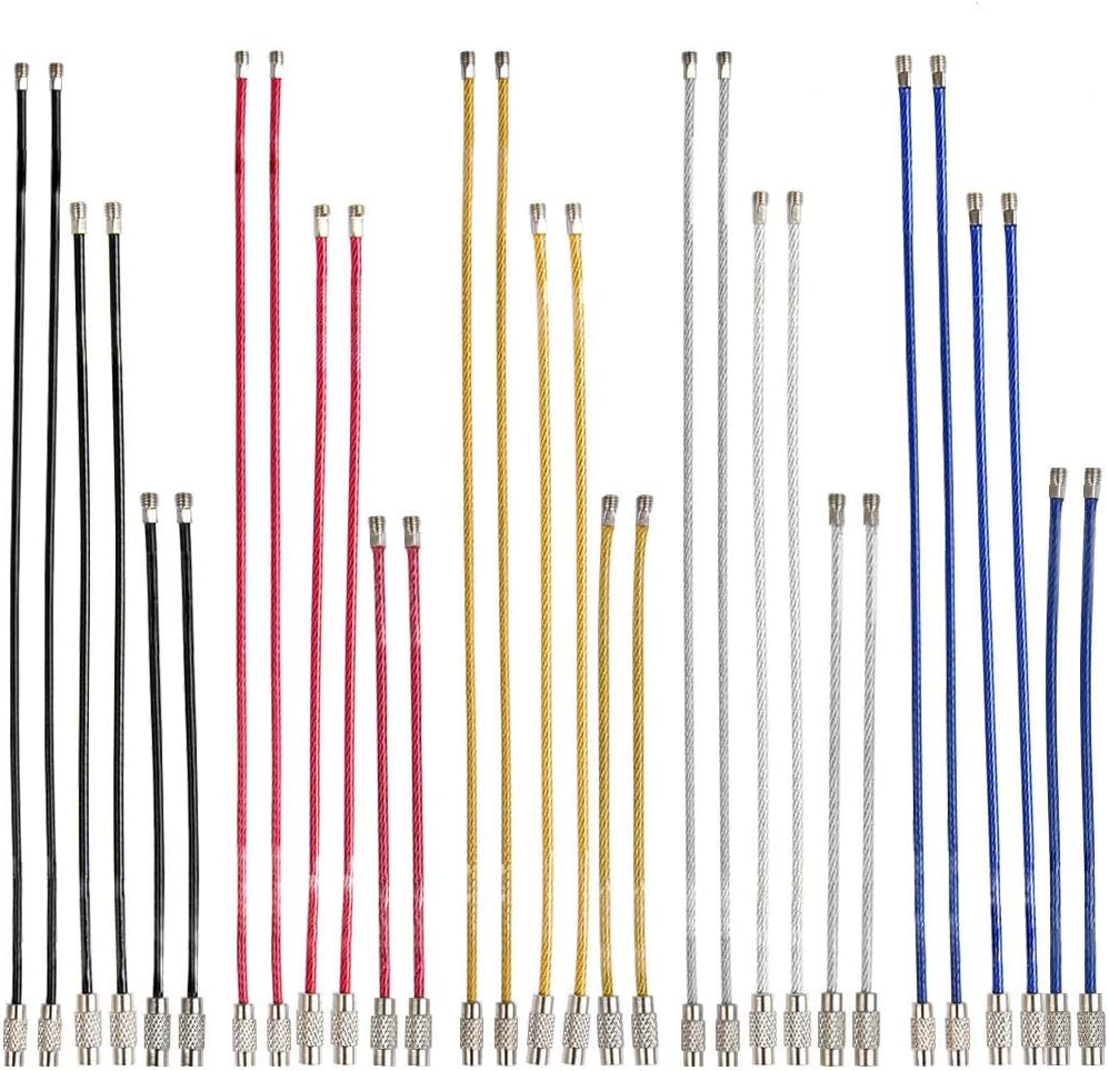YOTINO 38pcs Llaveros de Alambre Aro Cable Llavero 2mm Porta Materiales de Acero Alambre Acero Inoxidable Cable Llavero Colgar Etiqueta Equipaje de Identificación