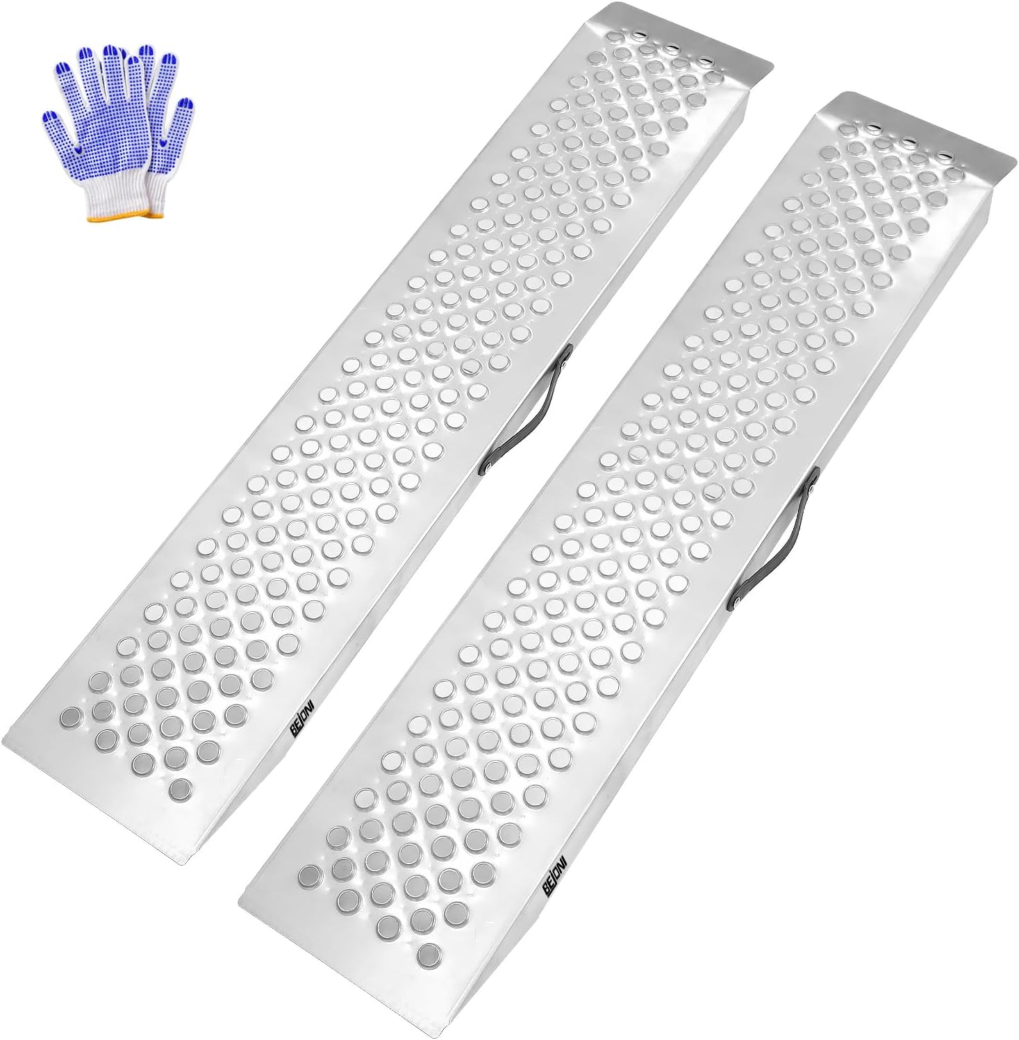 BEJONI47" Steel Loading Ramp, 1300 lbs/PR Capacity, Anti-Slip Ramps for Lawn Mower, Motorcycle, Shed Loading Ramp for Snow Blower, ATV, Quad, 2PC