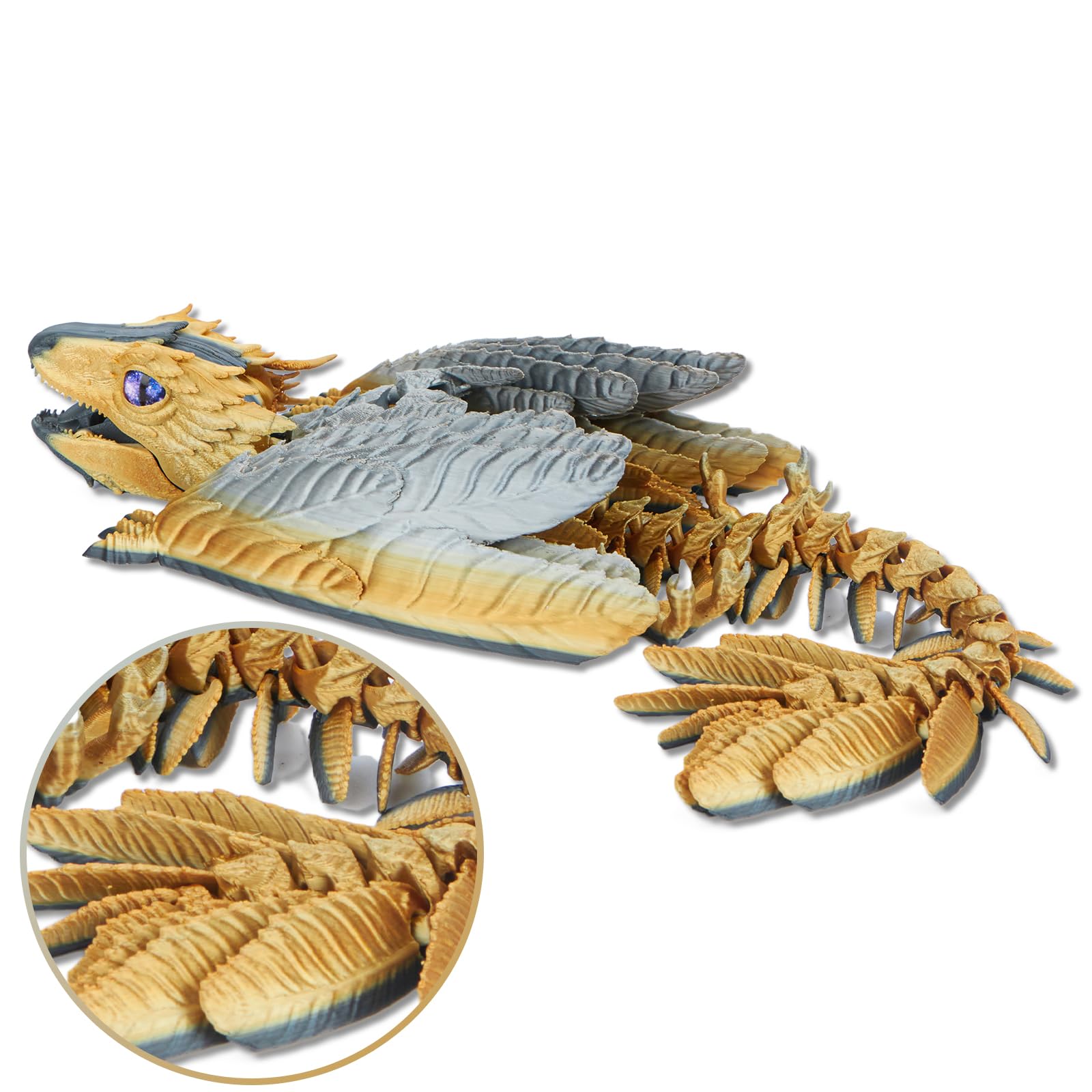 3D Printed 13.5 inch Feathered Wyvern Dragon, Flying Articulated Dragon Animals Pack,Desktop Ornament,Desktop Pet Toys,3D Printed Fidget Toys Stuff(