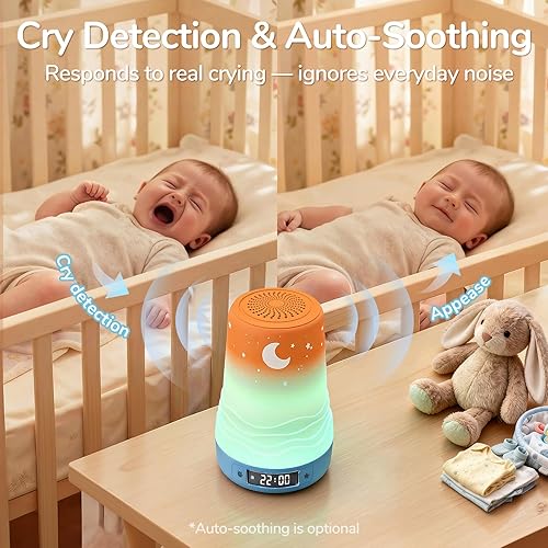 Miniatura 4 de Mewaii White Noise Sound Machine Baby & Adult with Night Light | AI Cry Detection, App Remote Control, 100 Soothing Sounds, Sleep Routine Builder,