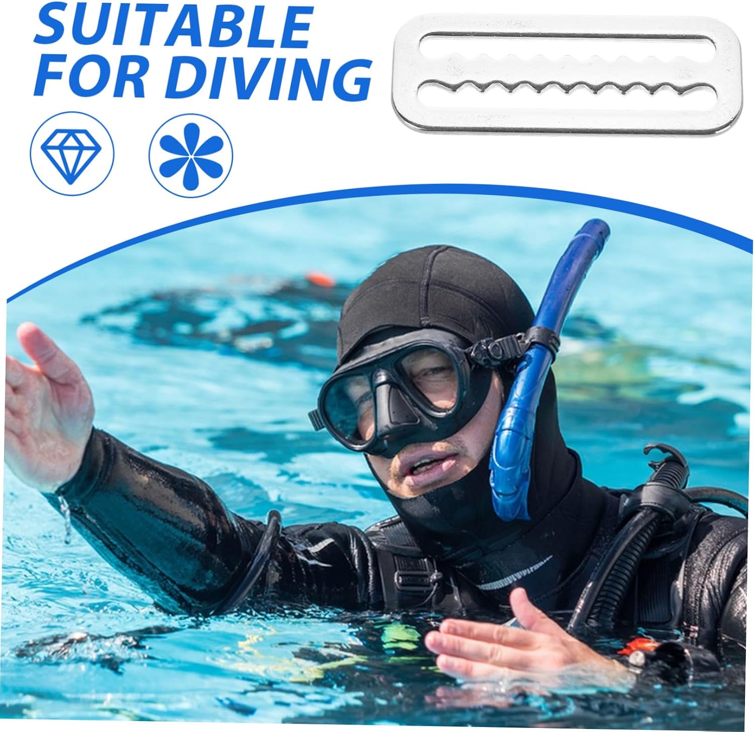 Luxshiny 8pcs Stainless Steel Diving Weight Belt Retainers Clips 2 Inch Metal Scuba Weight Belt Keepers with Skin-Friendly Finish for Snorkelling and Outdoor Activities