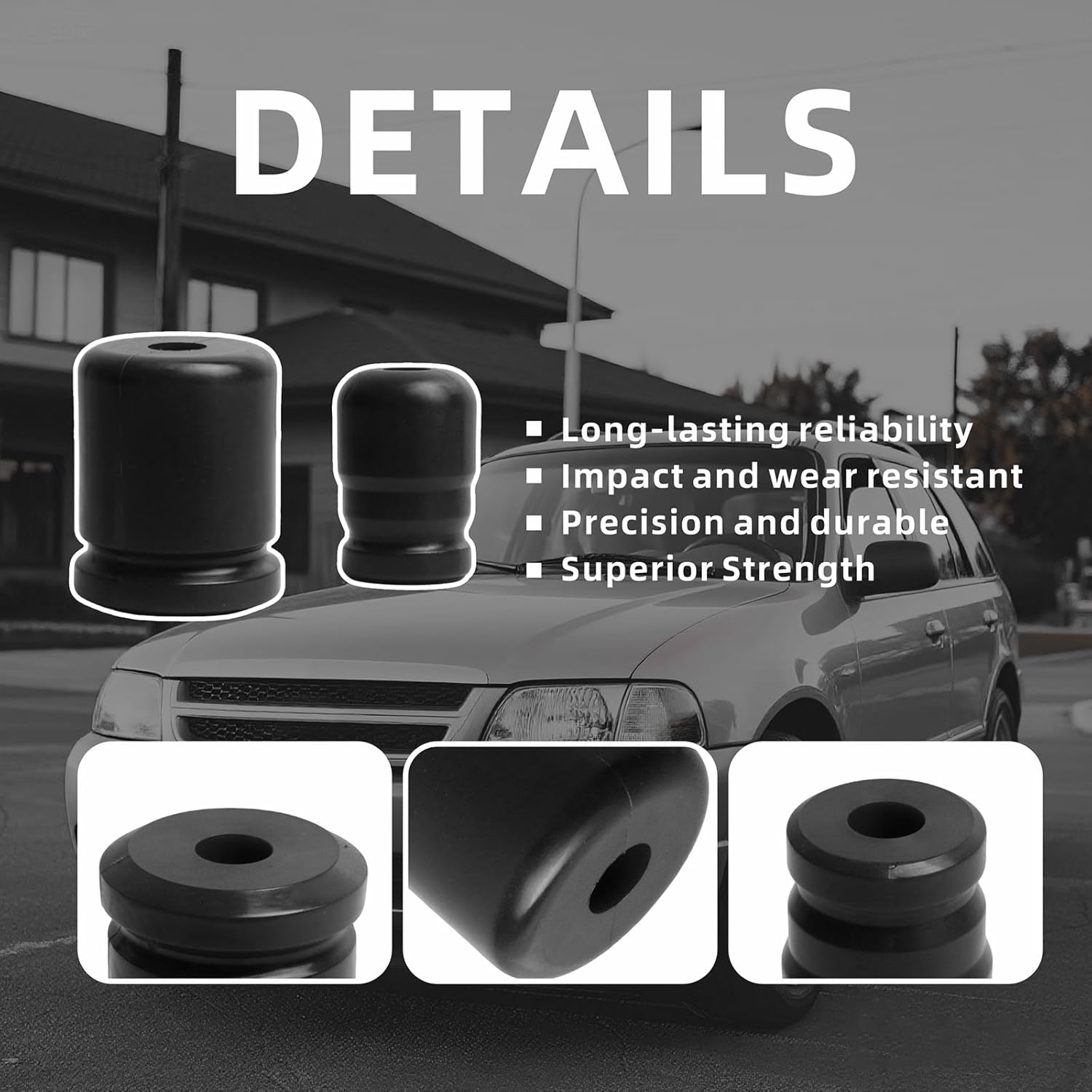 4PC Upgrade Polyurethane 1-1303 Front Bump Stops and 1-1304 Rear Bump Stop Kit for Jeep Wrangler JK JKU Sport Rubicon Sahara Freedom Unlimited Models 2007-2018(Black)