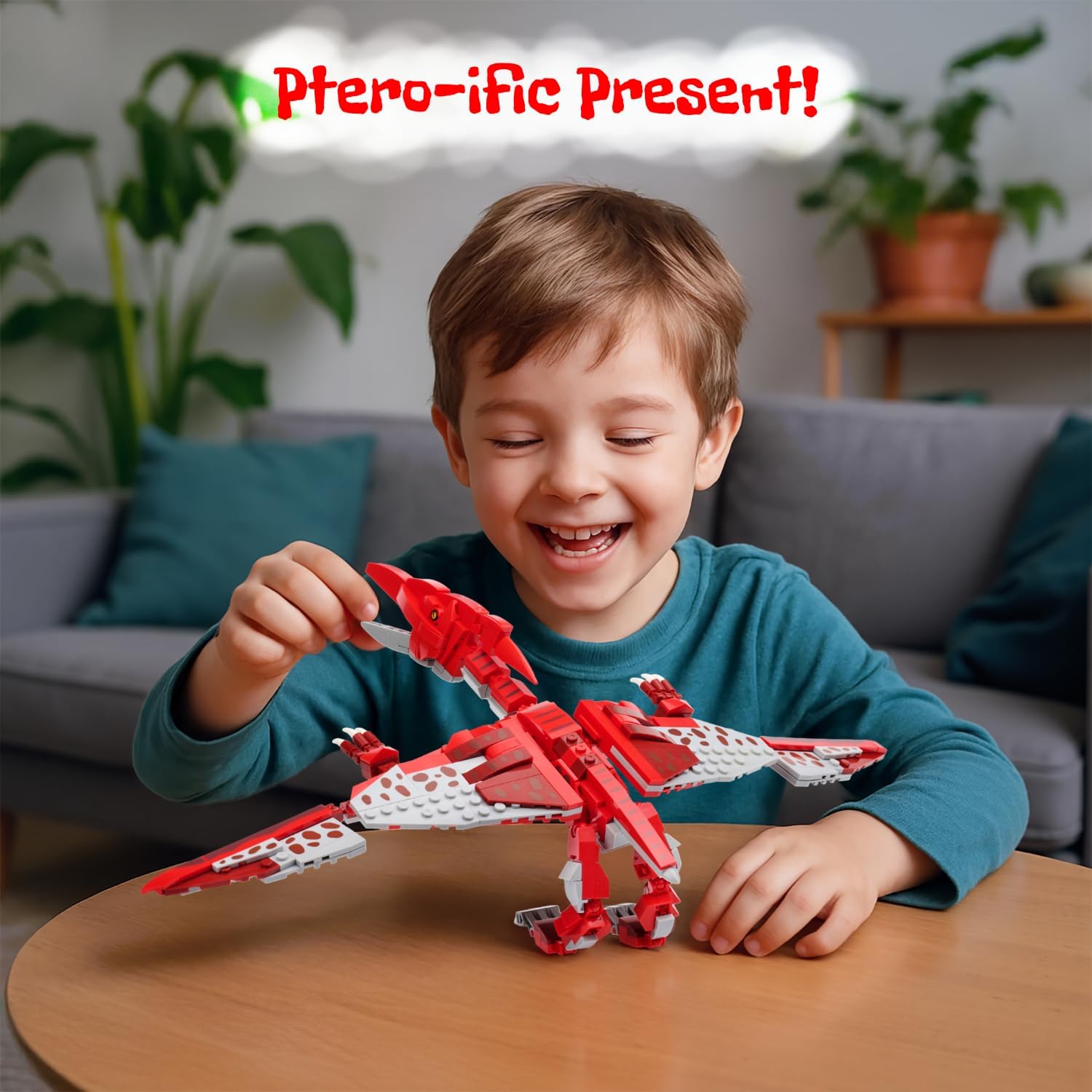 Pterodactyl Building Set, 308 Piece Dinosaur Toy Construction Set for Kids Ages 6-12, STEM Educational Bricks, Pterosaur Model Compatible with Leading Brands