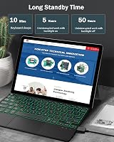 MoKo Bluetooth Billentyűzet Tok Surface Go 4/3/2/2018 Modellekhez, 7 Színű LED Háttérvilágítás, Érintőpaddal, Újratölthető Akkumulátor, Feke 8