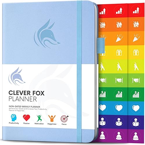 Clever Fox Planificador semanal y mensual sin fecha para aumentar la productividad, gestión del tiempo y alcanzar tus objetivos, organizador, diario