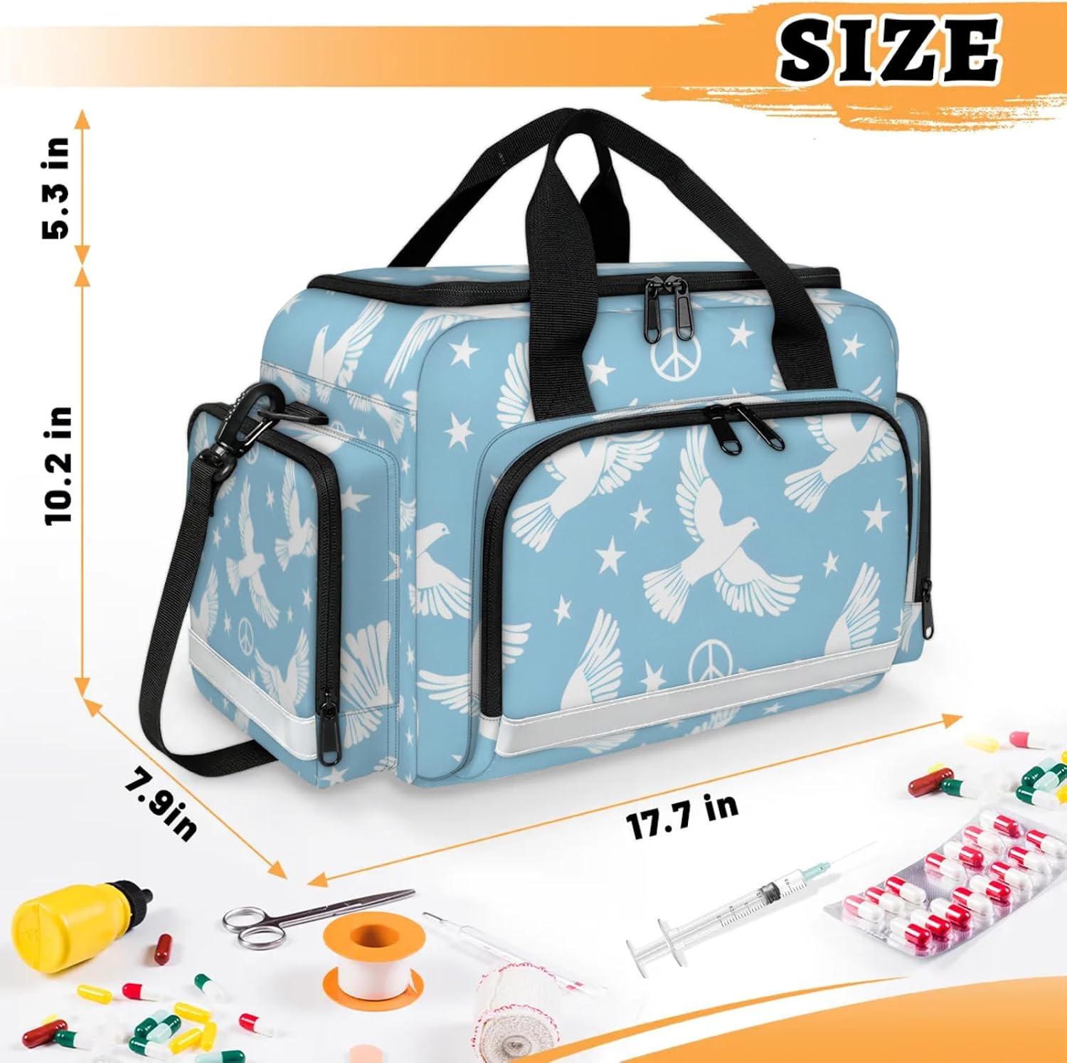 First Aid Bags Empty, Peace Emergency Bag Dove First Aid Kit Multiple Compartment Kit Carrier On Call Trauma Bag for Paramedics Emergency Medical Supplies Kit