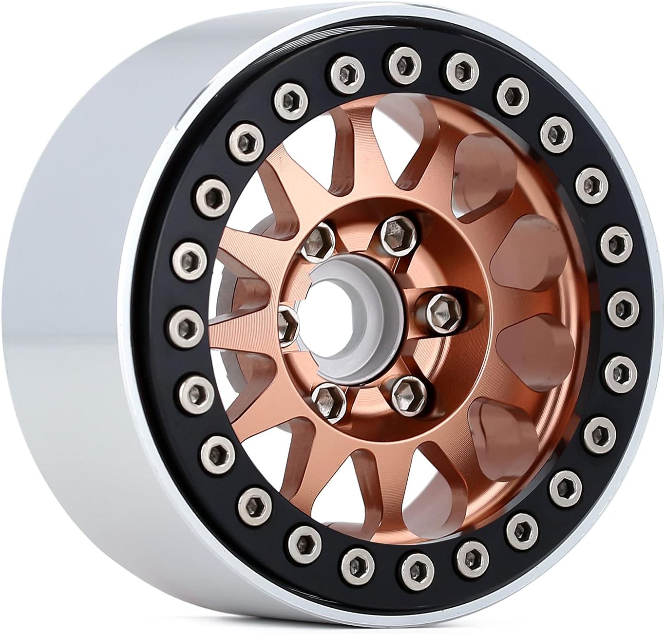 INJORA 4PCS Metal 1.9 Beadlock Wheel Rim 12-Spoke Wheel Hub for SCX10 Pro 1:10 RC Crawler Axial SCX10 II 90046 SCX10 III AXI03007 TRX-4 Tamiya MST (Bronze)