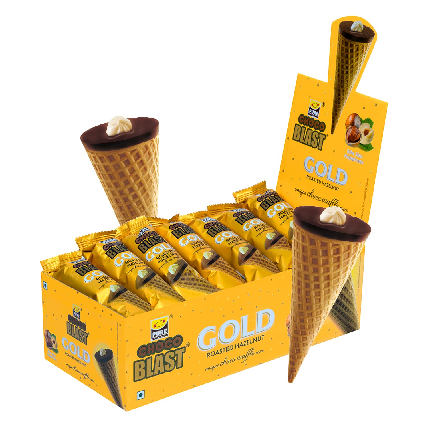 Pure Temptation Chocoblast Roasted Hazelnut Waffle Cones [24 Pcs] Snacks for Kids & Adults - Non-Meltable Chocolate Gift Pack - Individually Wrapped Chocolate Cone Bites - Chocolate-Filled Waffle Cone (B0BVZWF13F) Amazon Price History, Amazon Price Tracker