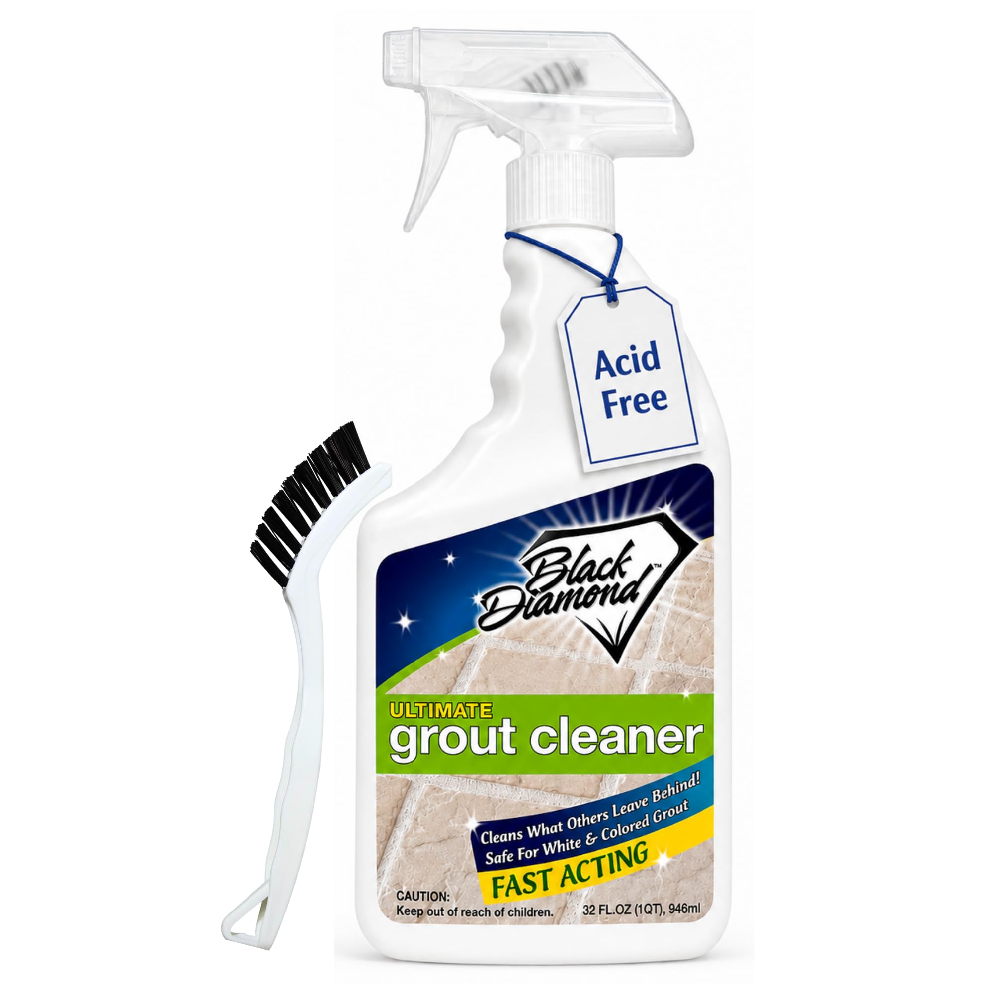 Black Diamond Stoneworks Ultimate Grout Cleaner for Tile &amp; Grout, QT/Brush