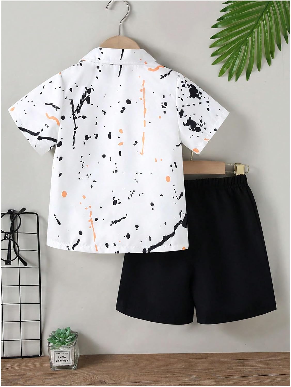 VIPWOLF Boy's Clothing Sets Short Sleeve Button Up Shirts and Shorts Beach Vacation Clothes