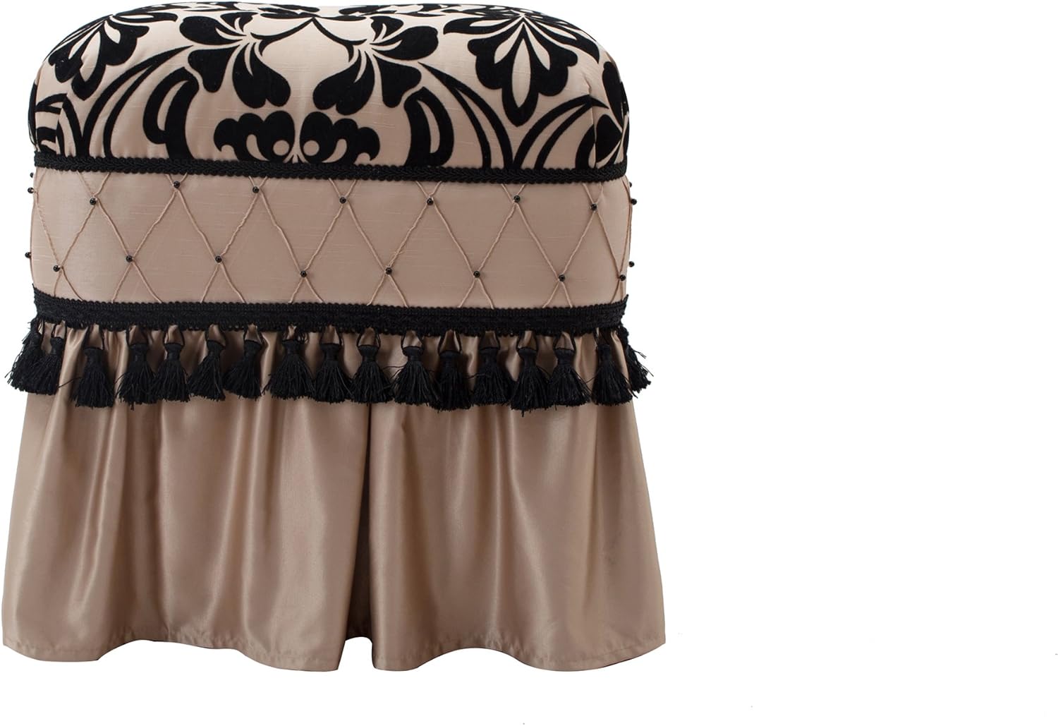 Jennifer Taylor Home Cassandra Ottoman, Black/Ivory Floral