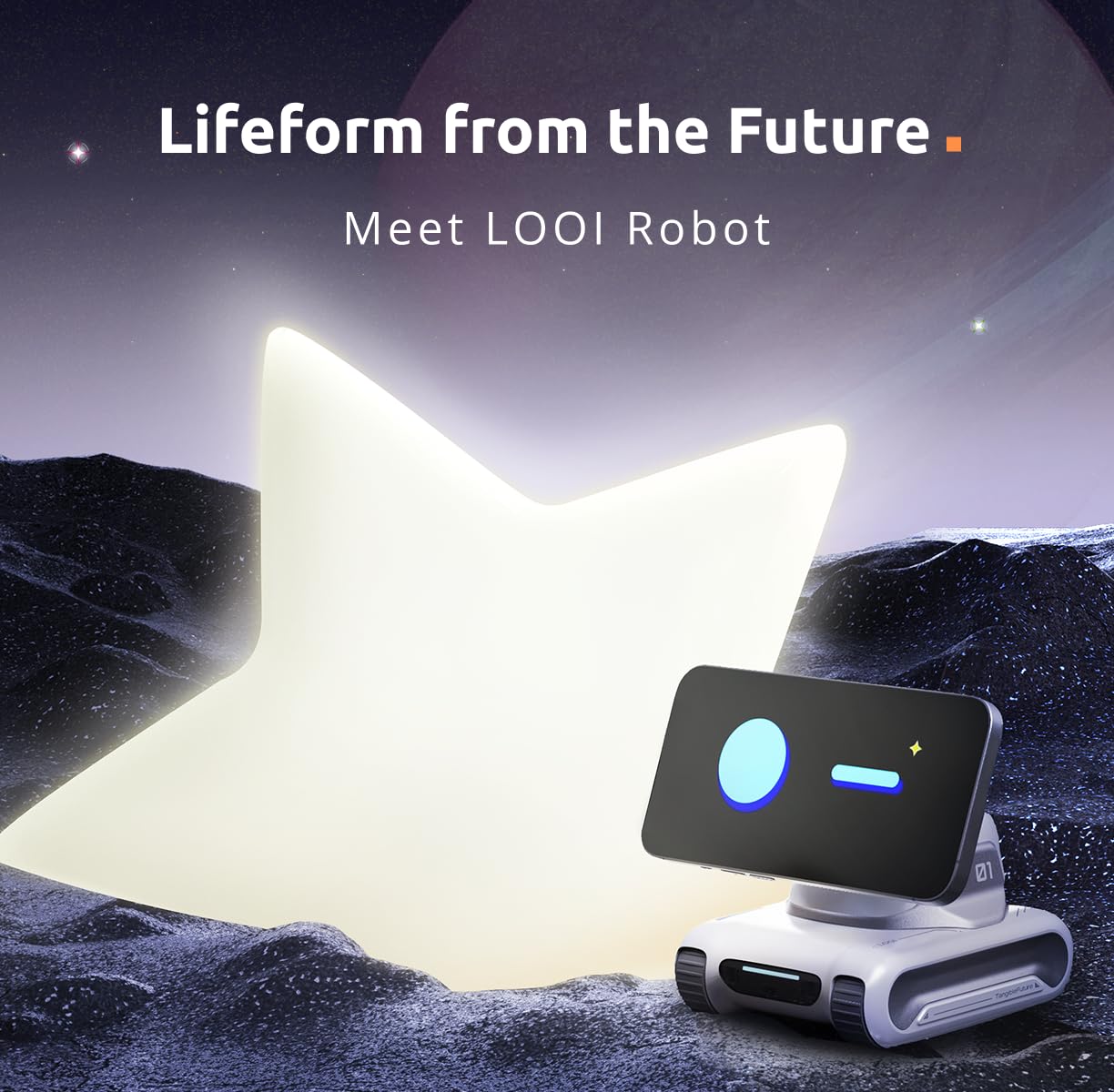 LOOI Robot – AI Desktop Companion with ChatGPT Voice Interaction, Memory, Personality, Gesture & Face Recognition, Emotional Support, and 10W Wireless Charging (Starlight White)