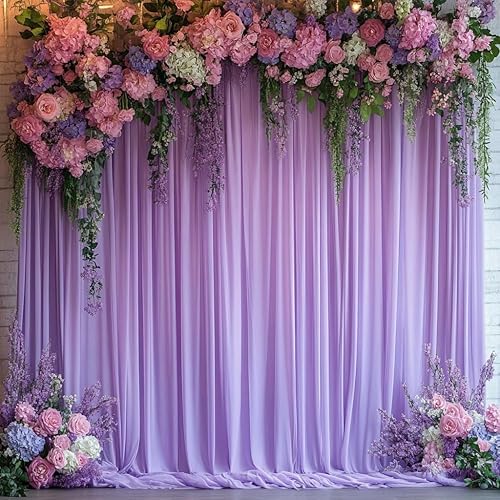 Miniatura 2 de Cortinas de Telón de Fondo de Lavanda Sin Arrugas de 20 pies x 10 pies, Cortinas de Fondo de Lavanda de 5 x 10 pies con 4 Paneles de Poliéster para