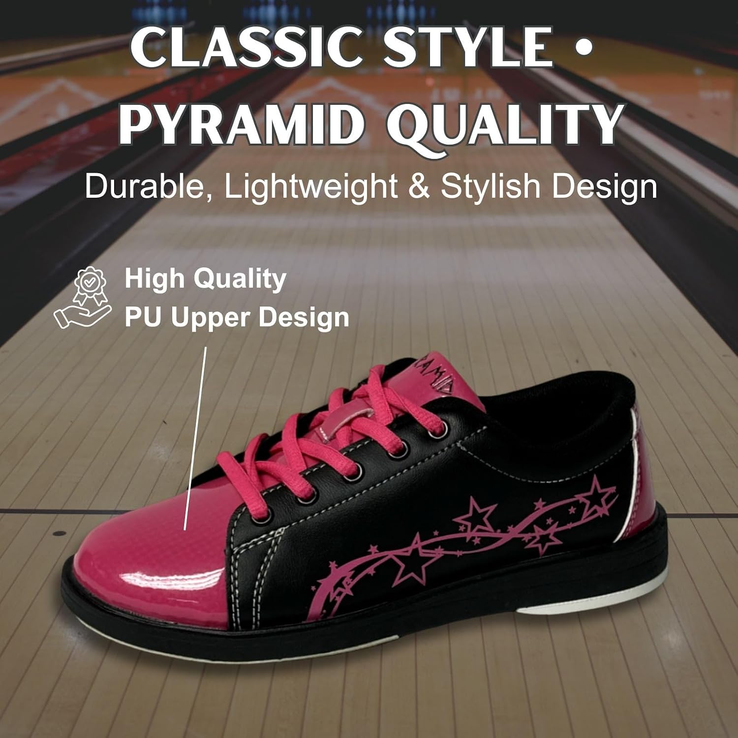 Pyramid Women's Rise Black/Hot Pink Bowling Shoes image 5