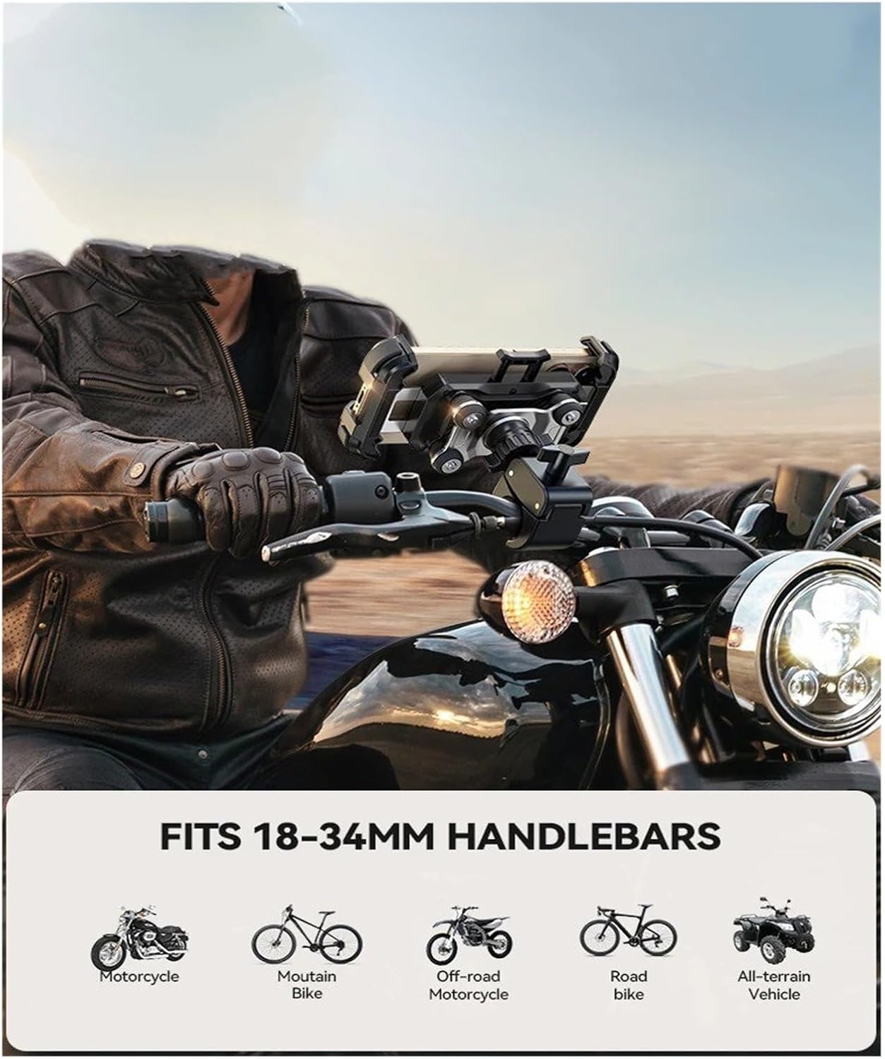 Bike Phone Mount Motorcycle Phone Mount Anti Vibration Holder for Handlebar Bike 4.7-7” Bicycle Phone Holder