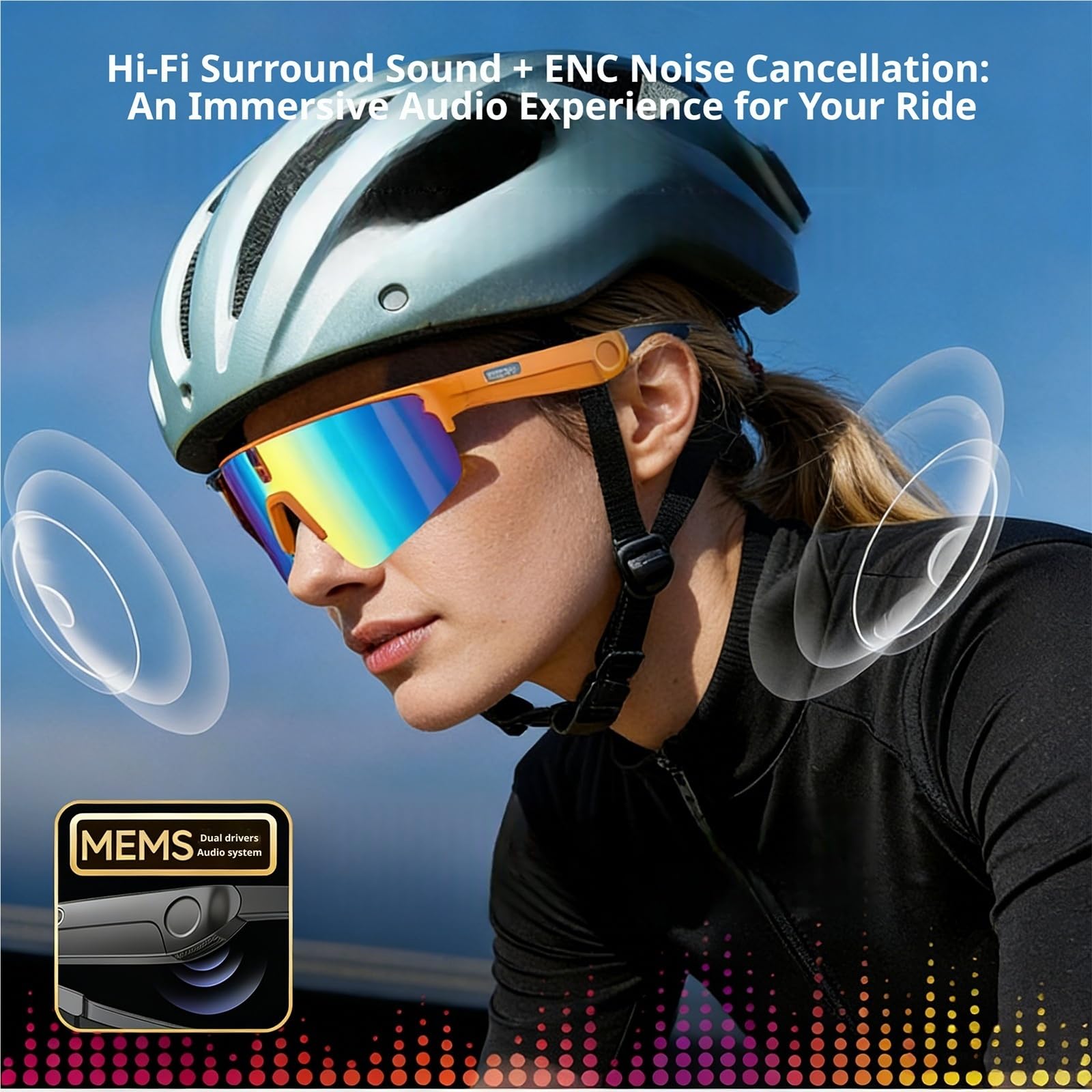 Mothdust Occhiali Sole Sport AI Telecamera 4K Doppio Microfono Riduzione Rumore IP66 Impermeabile Per Video Ciclismo