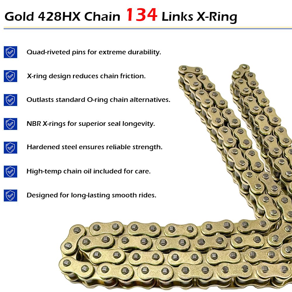 Gold 428 X-Ring Motorcycle Chain 134 Links OEM#92057-0684 27600-46911-130 — Amazon image 3
