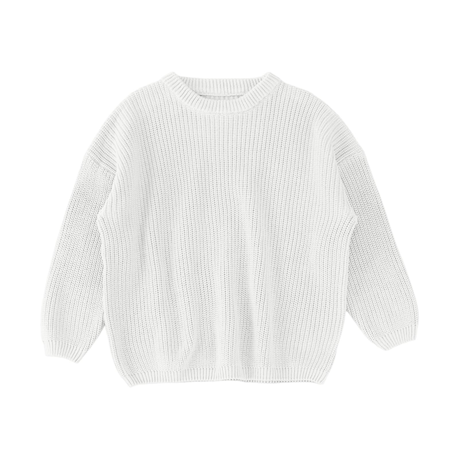 Generisch Sudadera con capucha para bebé, niña, niño, jersey de punto, cuello redondo, manga larga, sudadera, ropa de invierno, sudadera para niño, Blanco, 6-9 meses