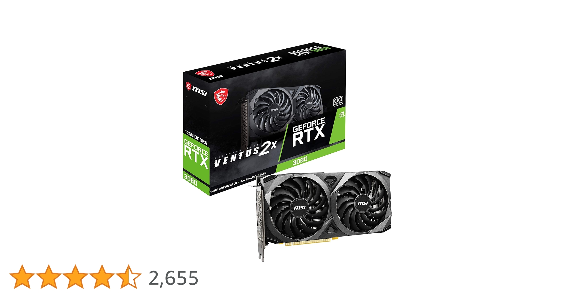 グラフィックボード・グラボ・ビデオカード MSI GeForce RTX 3060 VENTUS 2X 12G MSI GeForce RTX 3060 Ventus 2X 12G OC Gaming Graphics Card