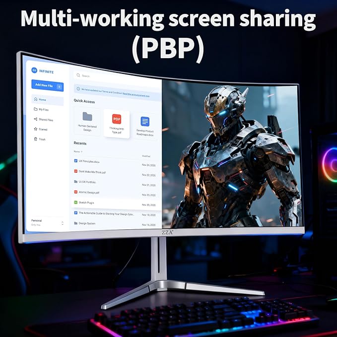 Monitor Gaming 34'' WQHD 3440x1440 Curvo 180Hz FreeSync miniatura 4