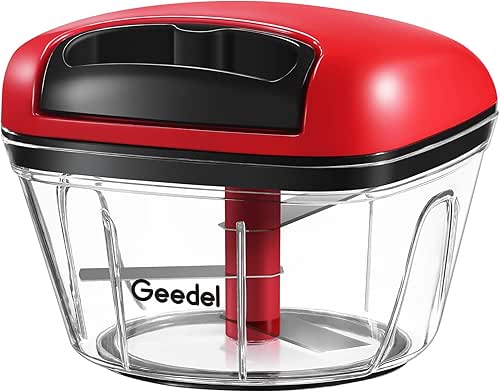 Manual Food Processor Vegetable Cutter, Geedel Pull Chopper with String,