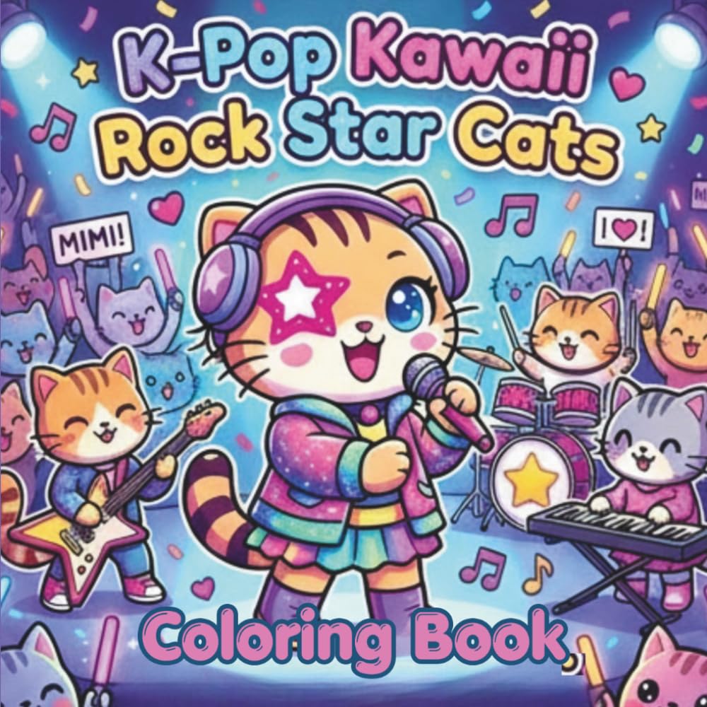 K-Pop Kawaii Rock Star Cats Coloring Book: Mimi Goes on Tour